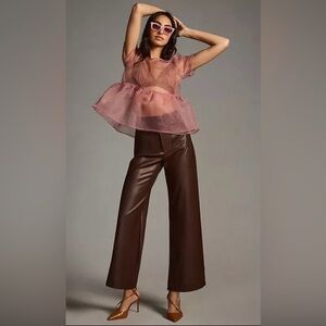 NWT Anthropologie Maeve Colette Faux Leather Wide Leg Pants